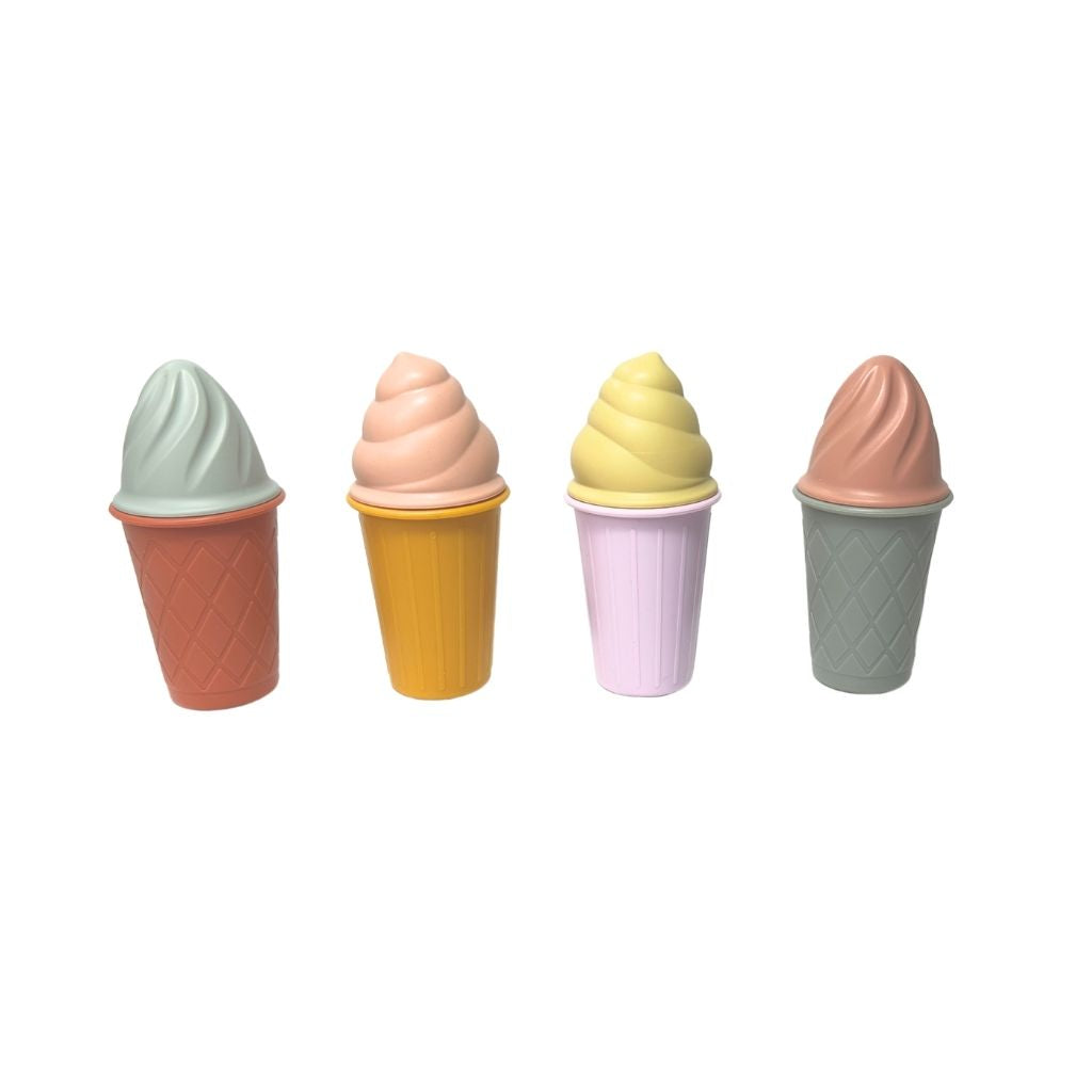 ECOSWAY 6 stuks 6 kleur ijs wafel cups vorm kinderen dessert kommen en lepels set,Dubbele verdikking plastic ijs beker,Creatieve kinderen anti-hot servies