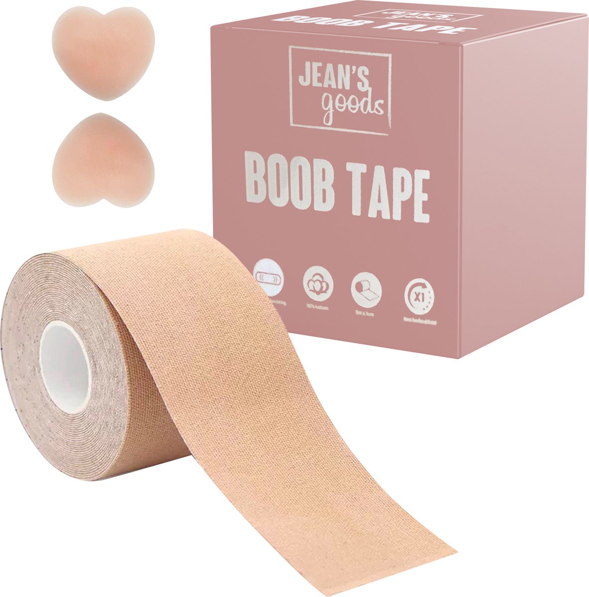 Boob tape beige met herbruikbare tepelplakkers