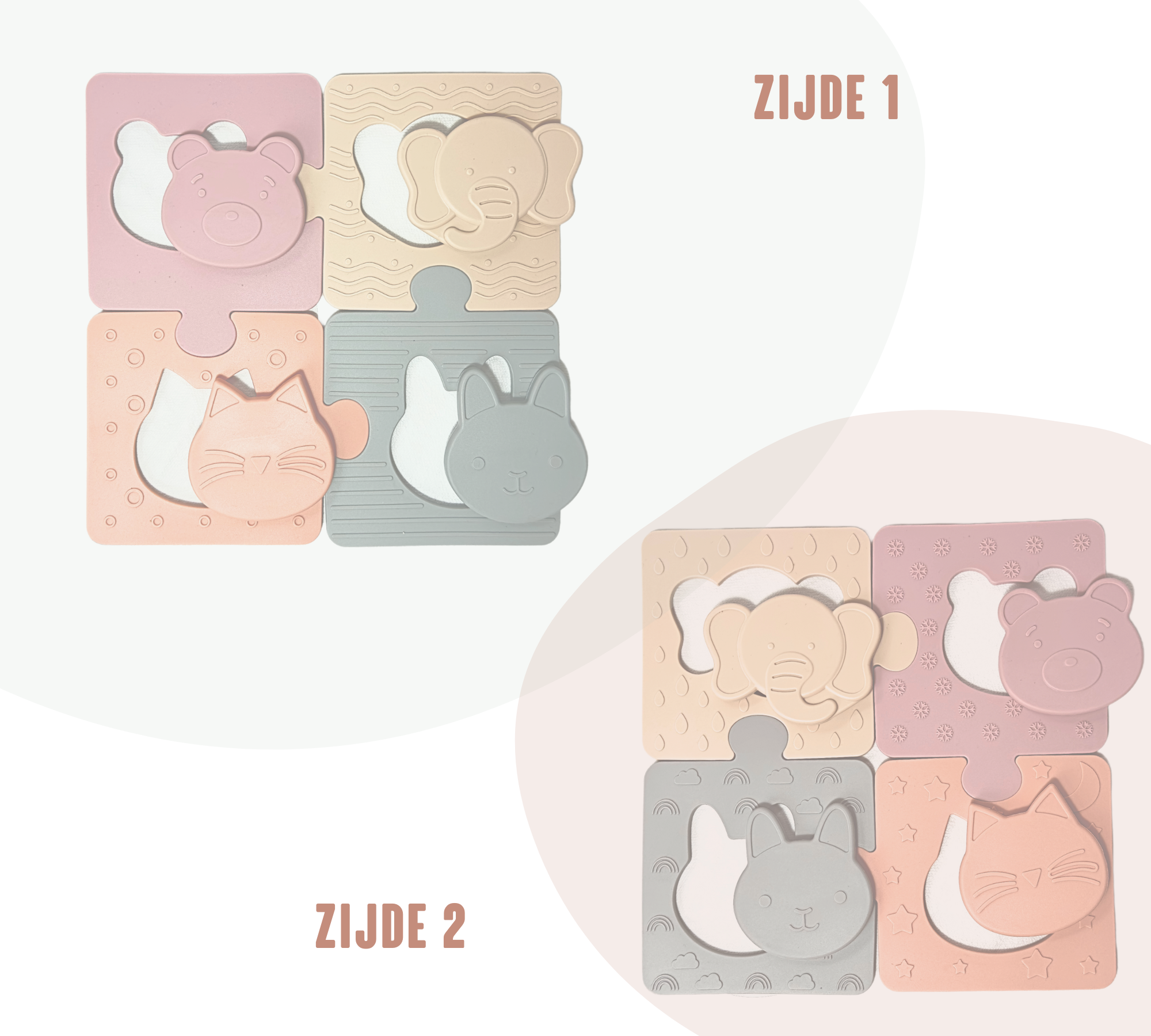 Sensorische Puzzel, 2 Zijde Dierenpuzzel van siliconen