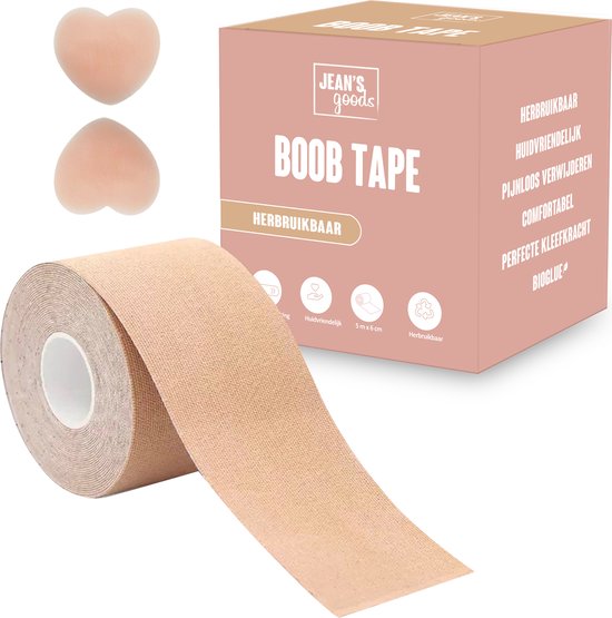 Herbruikbare boob tape, nipple covers set, huidskleur, boobtape