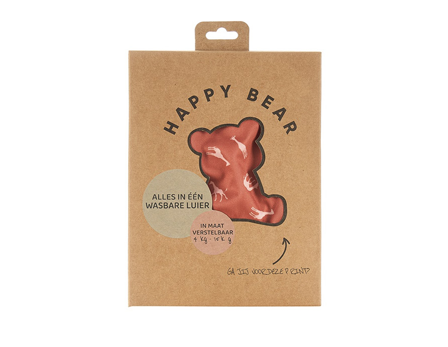 happybear wasbare luier verpakking rood