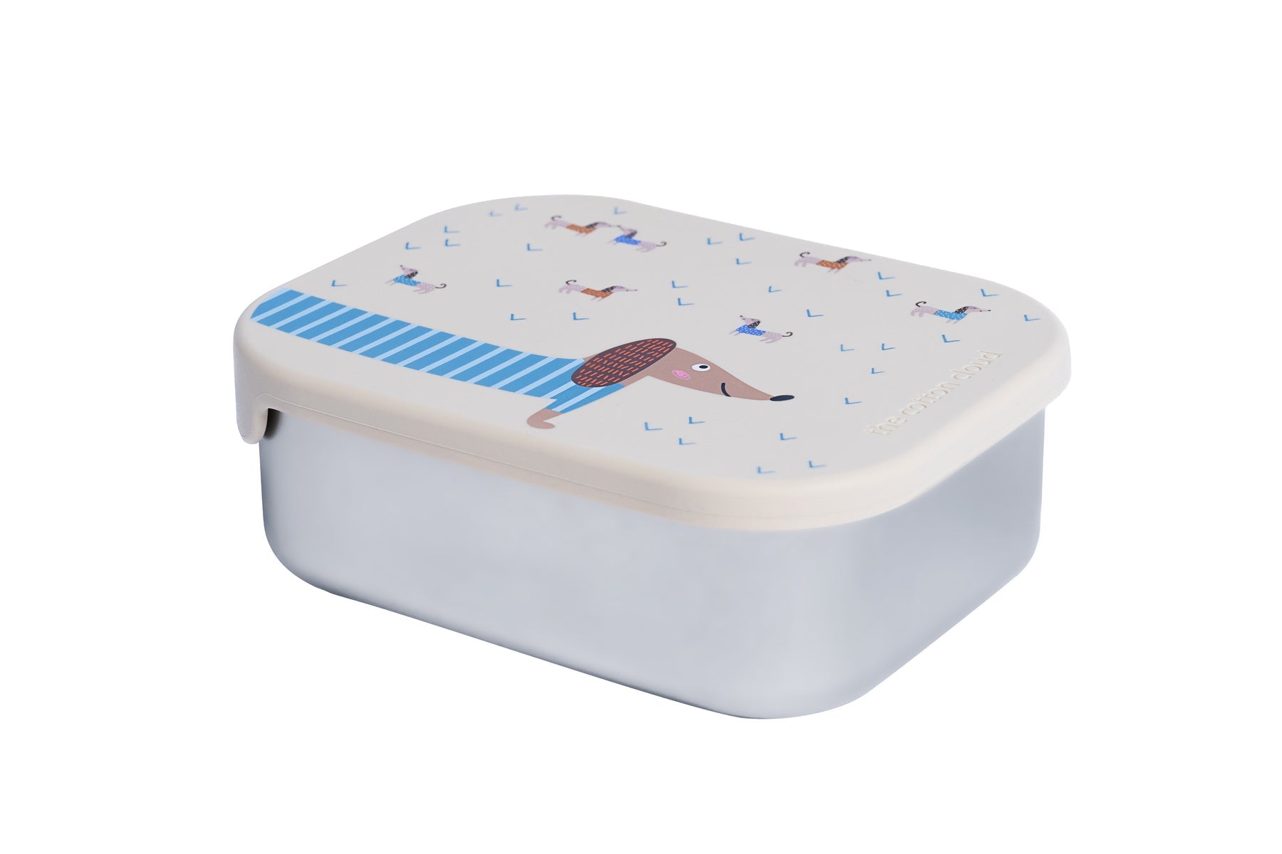 RVS Broodtrommel, RVS Lunchbox, Broodtrommel Met Vakjes, Broodtrommel Vakjes, Teckel, Creme, The Cotton Cloud