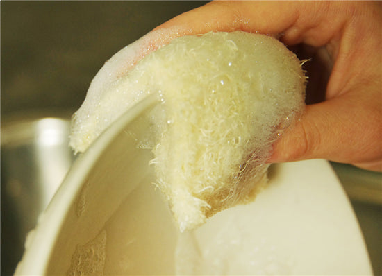 luffa spons in gebruik